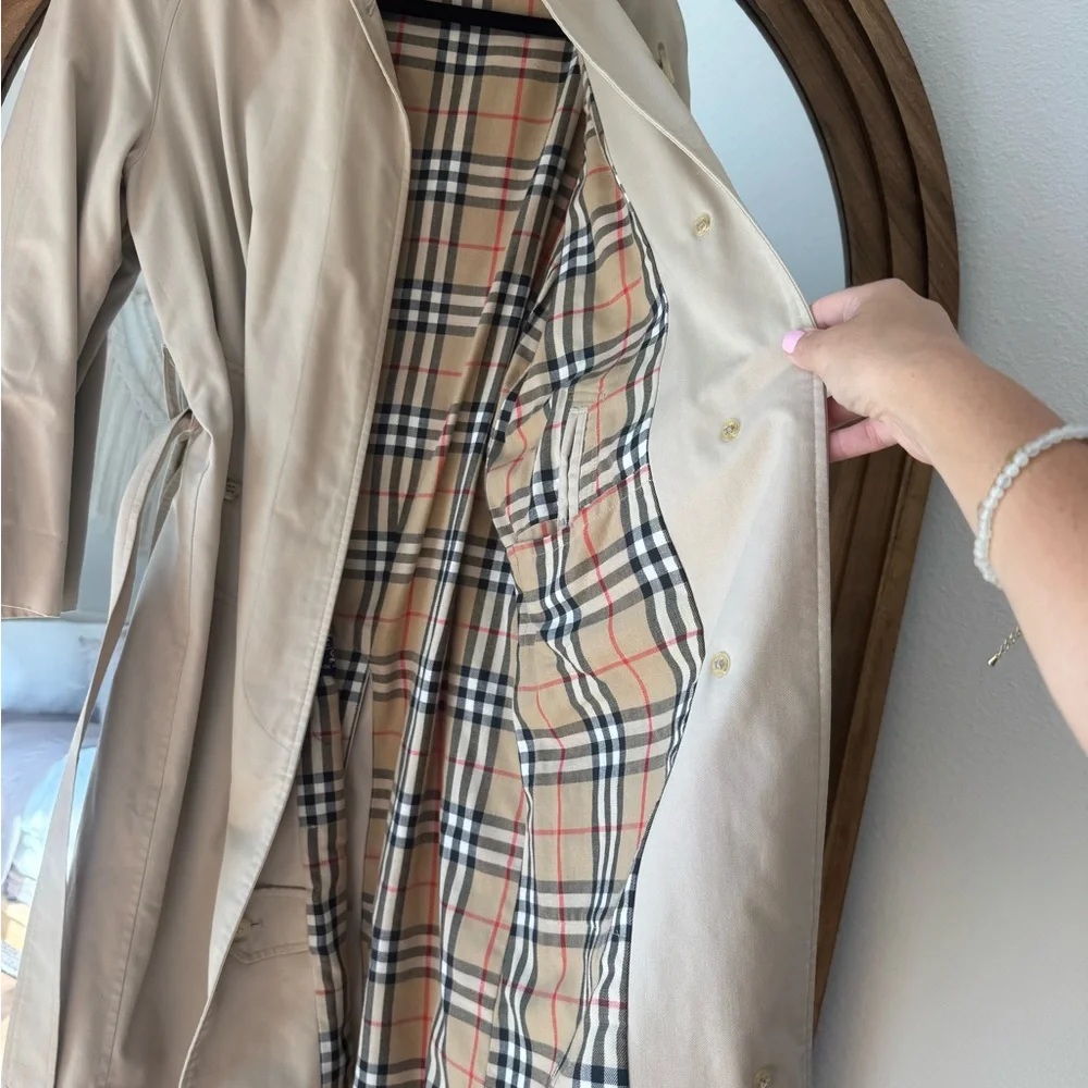 Vintage Burberrys London Trench Coat Nova Check Lined Beige Belted Classic - Picture 6 of 14